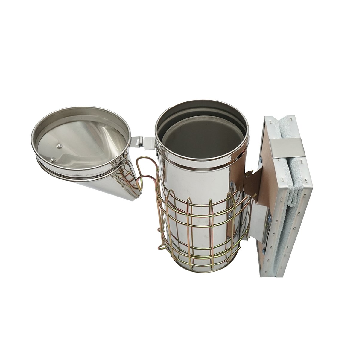 Afumator albine din inox cu cilindru scut termic si burduf din piele 230mm
